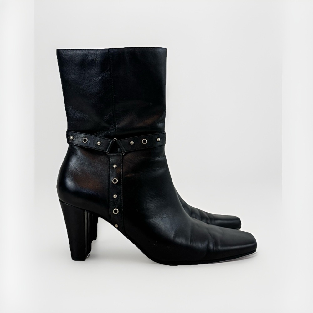 Nine & Company Vintage Black Leather Heeled Boots Women's Size 9.5‎